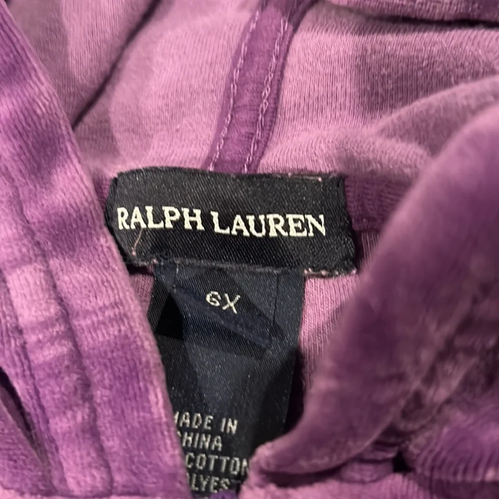 Ralph Lauren Polo Velour Hooded Zip up Jacket with Pockets Size 6X